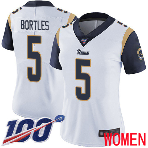 Los Angeles Rams Limited White Women Blake Bortles Road Jersey NFL Football #5 100th Season Vapor Untouchable->los angeles rams->NFL Jersey